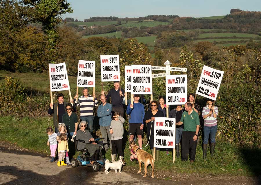 View from Hawkmoor Cross - with protestors